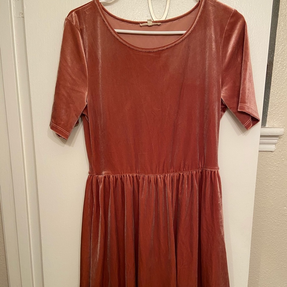 Blush, velvet dress